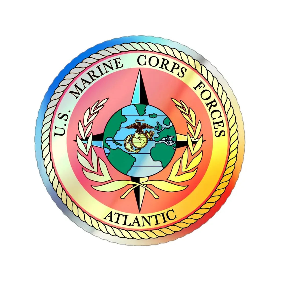 US Marines Corps Forces Atlantic (USMC) Holographic STICKER Die-Cut Vinyl Decal 3 Inch Holographic - The Sticker Space