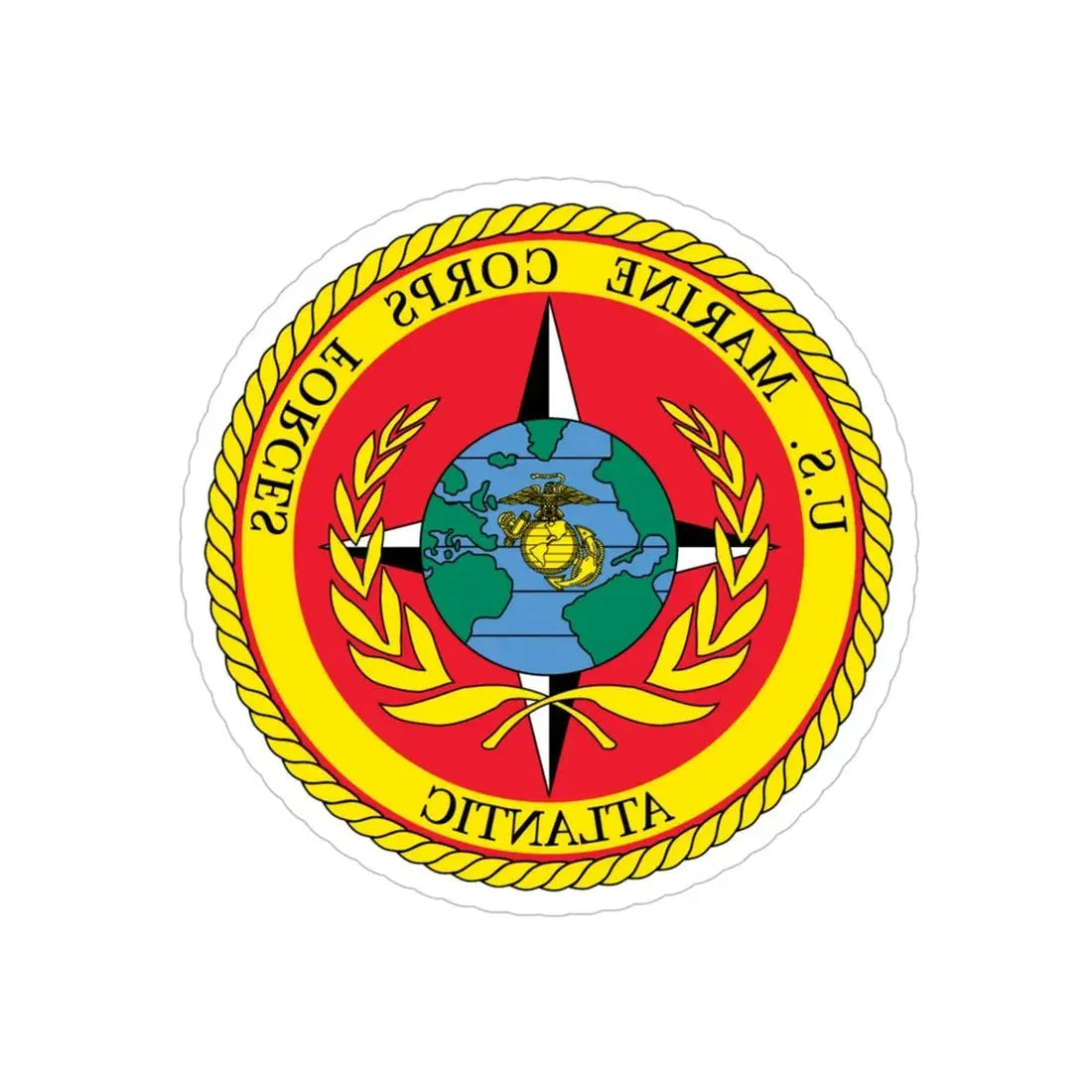 US Marines Corps Forces Atlantic (USMC) REVERSE PRINT Transparent Die-Cut STICKER 5 Inch Die-Cut Transparent - The Sticker Space