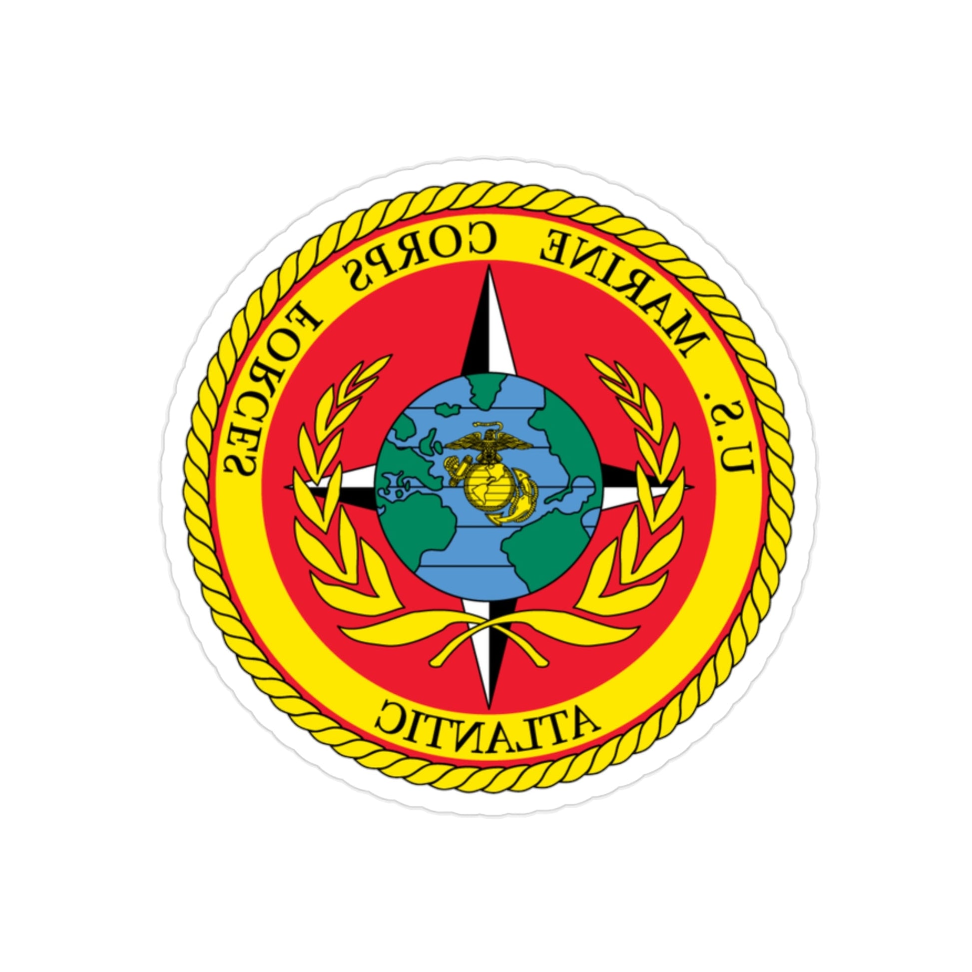 US Marines Corps Forces Atlantic (USMC) REVERSE PRINT Transparent STICKER-2" × 2"-The Sticker Space