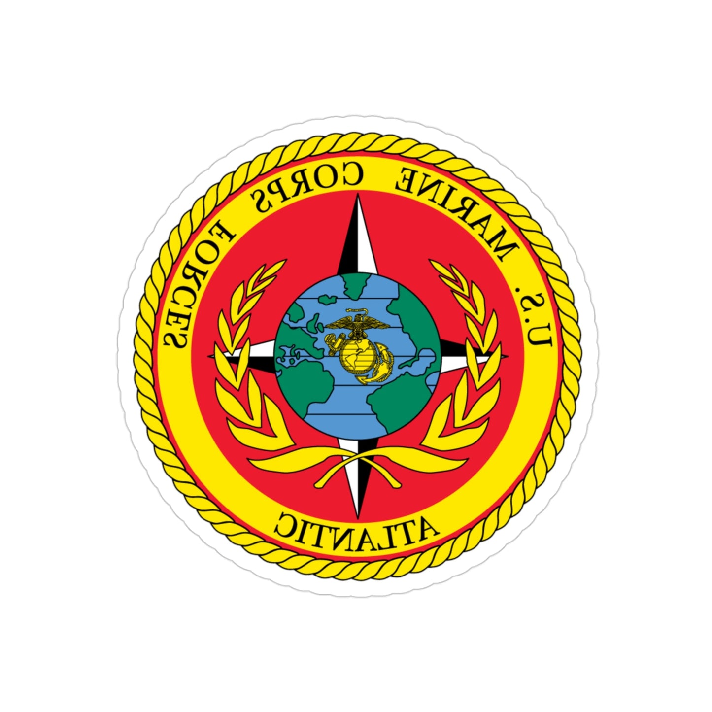 US Marines Corps Forces Atlantic (USMC) REVERSE PRINT Transparent STICKER-3" × 3"-The Sticker Space