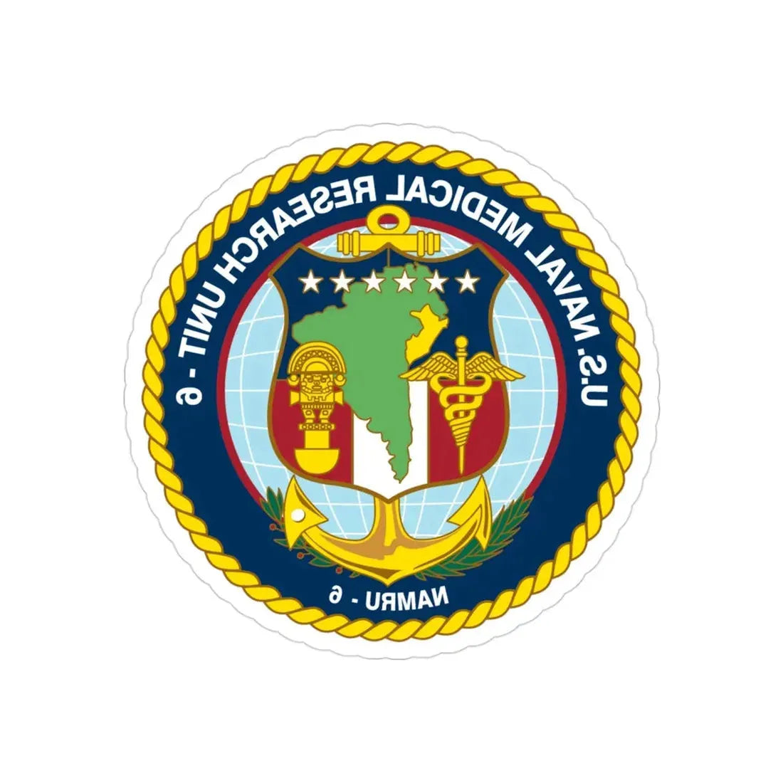 US NAMRU 6 (U.S. Navy) REVERSE PRINT Transparent Die-Cut STICKER 3 Inch Die-Cut Transparent - The Sticker Space