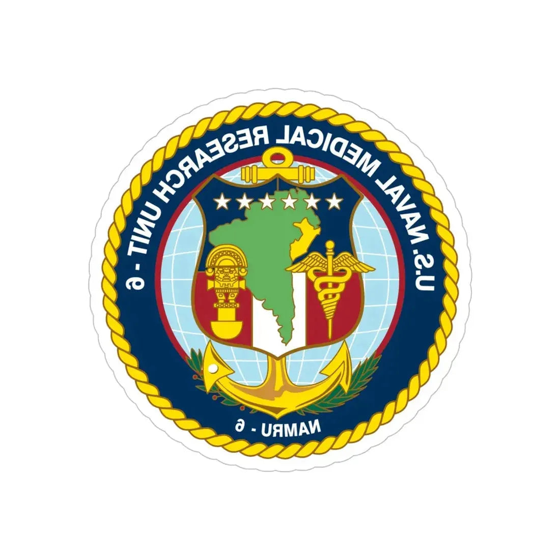 US NAMRU 6 (U.S. Navy) REVERSE PRINT Transparent Die-Cut STICKER 5 Inch Die-Cut Transparent - The Sticker Space
