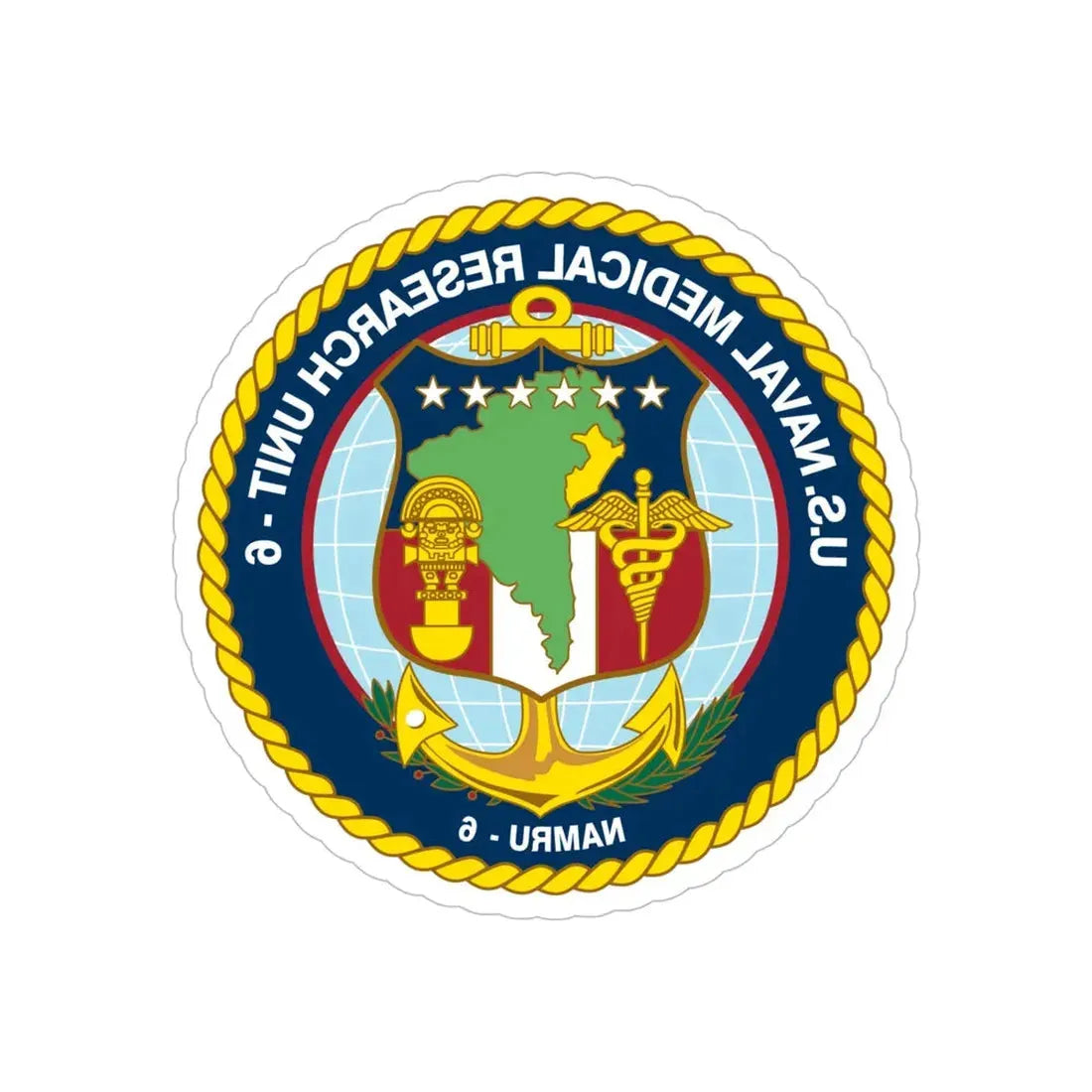 US NAMRU 6 (U.S. Navy) REVERSE PRINT Transparent Die-Cut STICKER 6 Inch Die-Cut Transparent - The Sticker Space