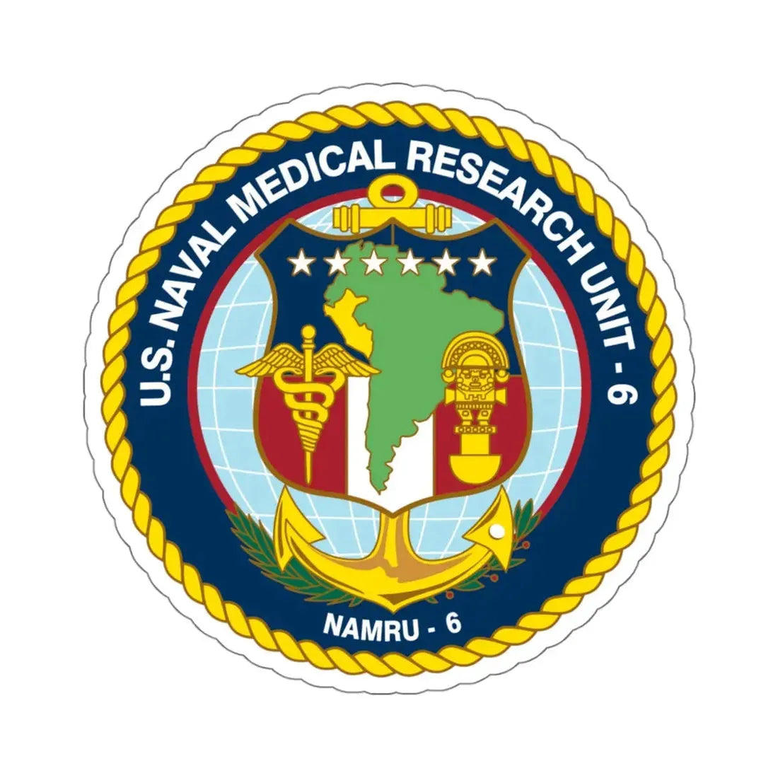 US NAMRU 6 (U.S. Navy) STICKER Vinyl Kiss-Cut Decal 4 Inch White - The Sticker Space