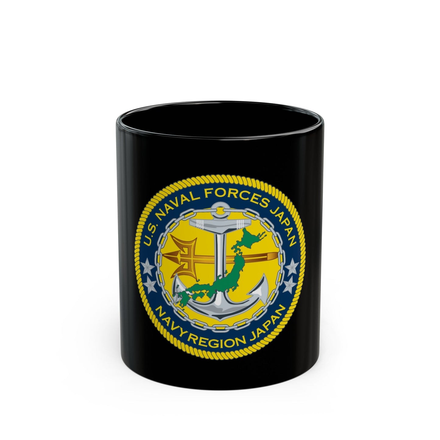 US Naval Forces Region Japan (U.S. Navy) Black Coffee Mug-11oz-The Sticker Space