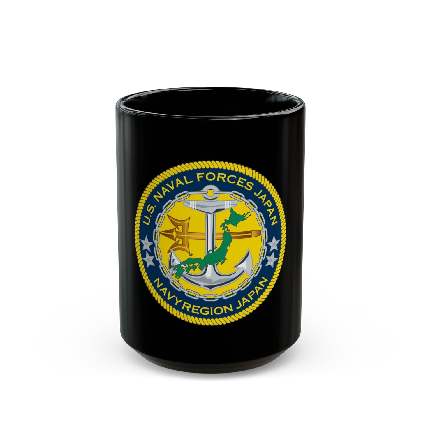 US Naval Forces Region Japan (U.S. Navy) Black Coffee Mug-15oz-The Sticker Space