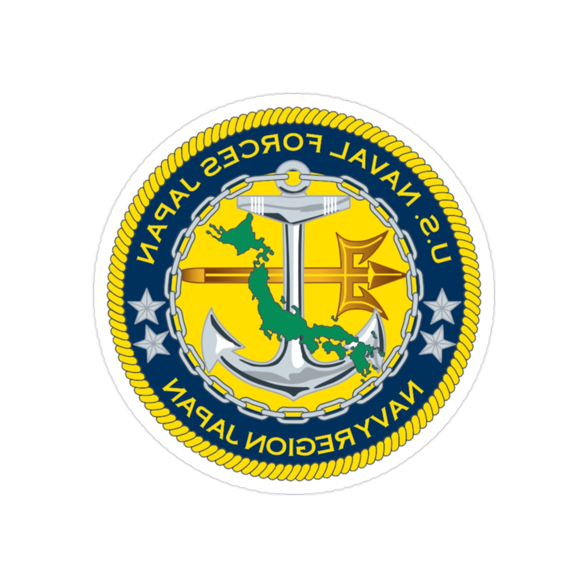 US Naval Forces Region Japan (U.S. Navy) REVERSE PRINT Transparent STICKER-2" × 2"-The Sticker Space