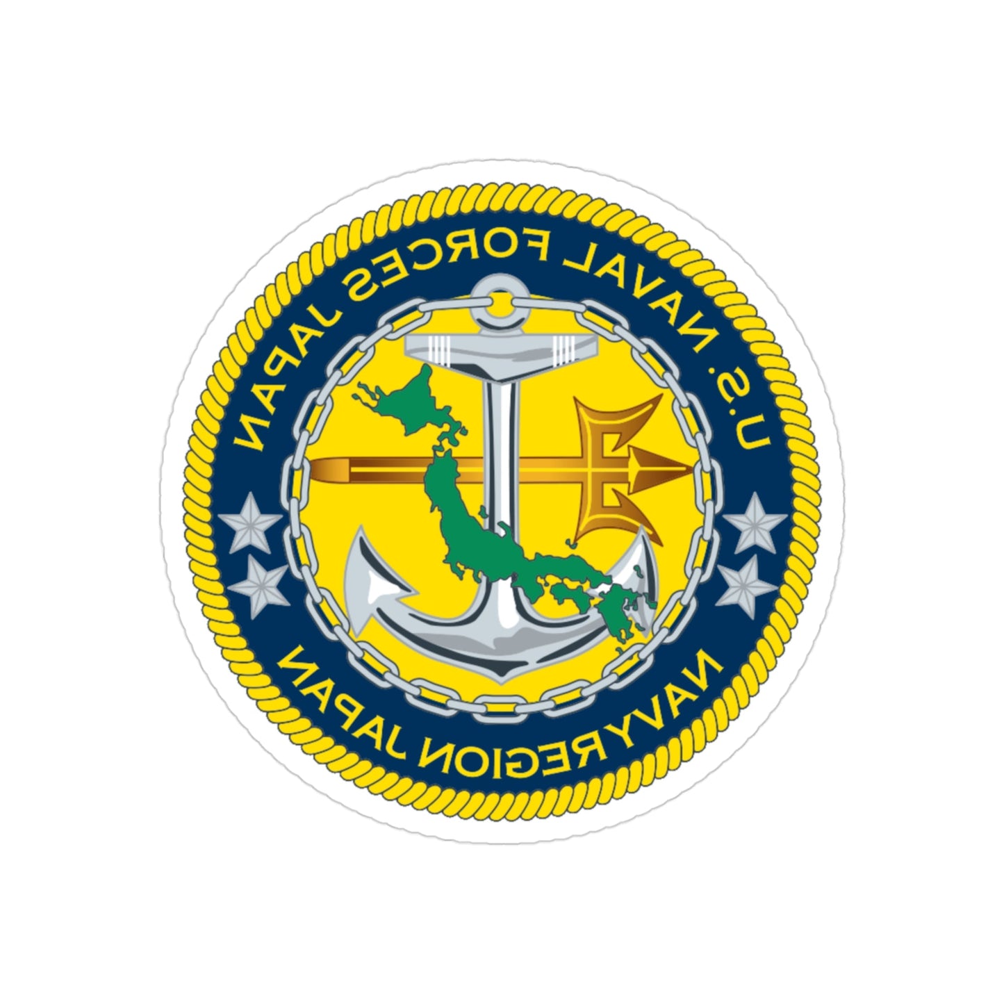 US Naval Forces Region Japan (U.S. Navy) REVERSE PRINT Transparent STICKER-3" × 3"-The Sticker Space