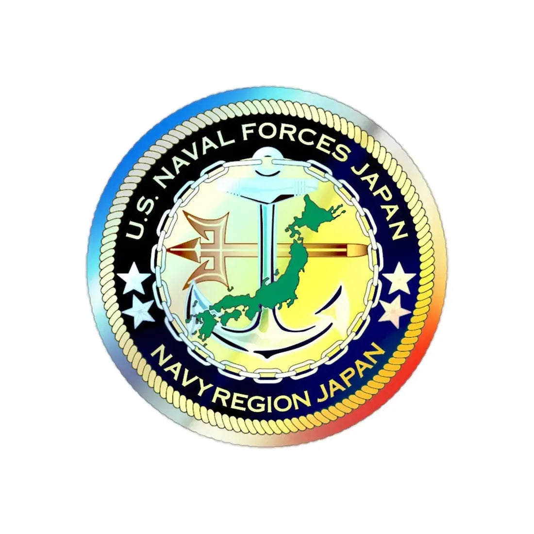 US Naval Forces Region Japan (U.S. Navy) Holographic STICKER Die-Cut Vinyl Decal 2 Inch Holographic - The Sticker Space