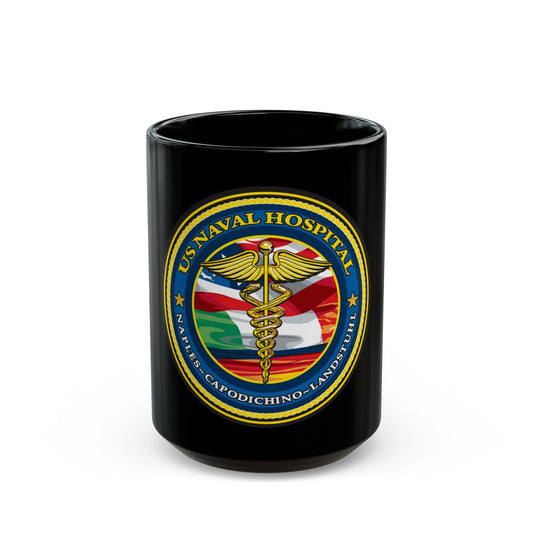 US Naval Hospital Naples Capodichino Landstul (U.S. Navy) Black Coffee Mug-15oz-The Sticker Space