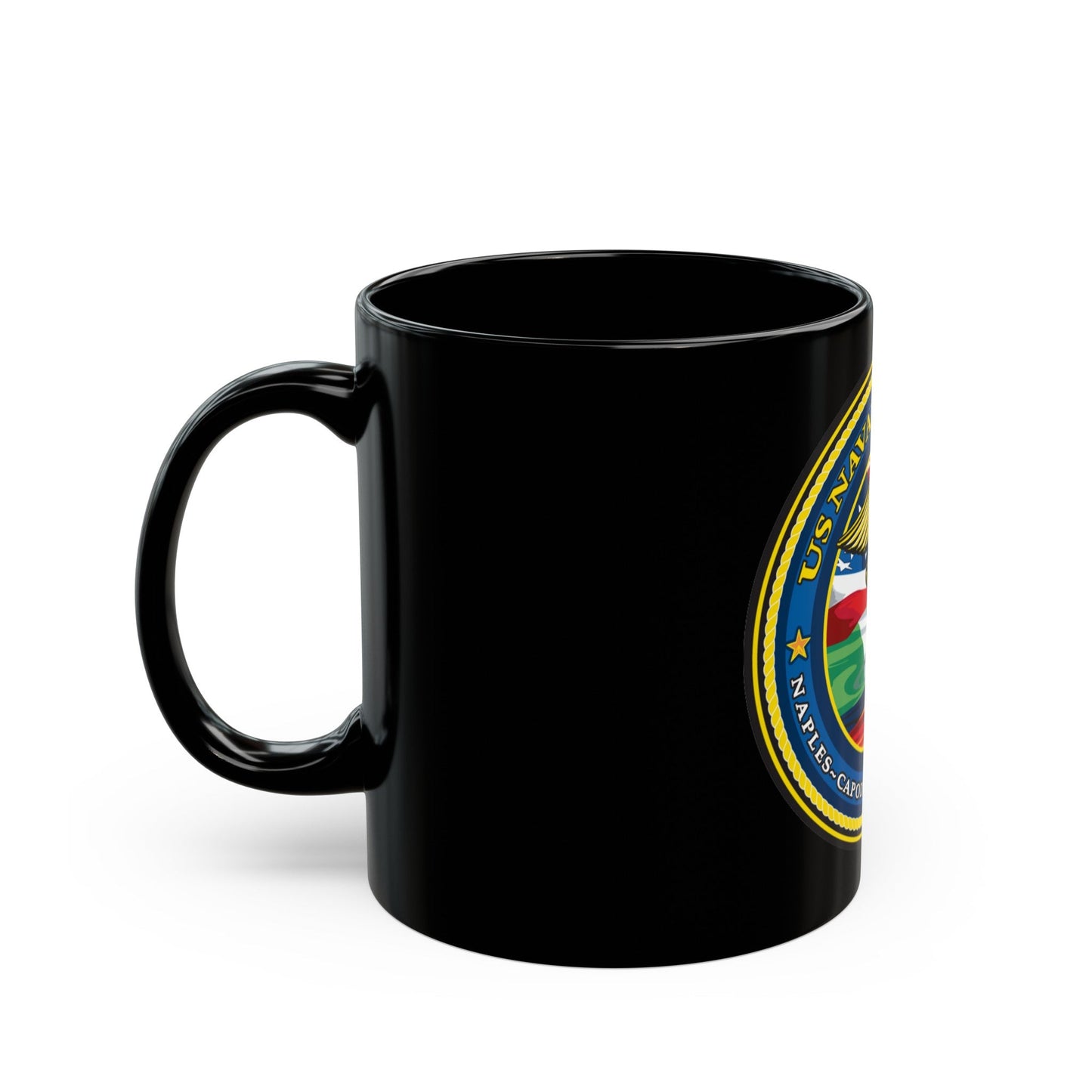 US Naval Hospital Naples Capodichino Landstul (U.S. Navy) Black Coffee Mug-The Sticker Space