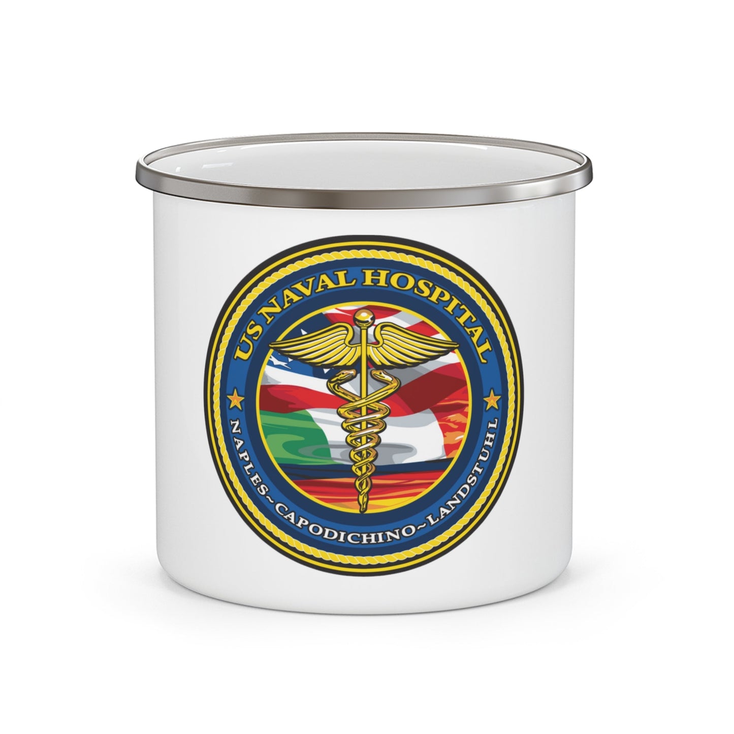 US Naval Hospital Naples Capodichino Landstul (U.S. Navy) Enamel Mug 12oz-12oz-The Sticker Space