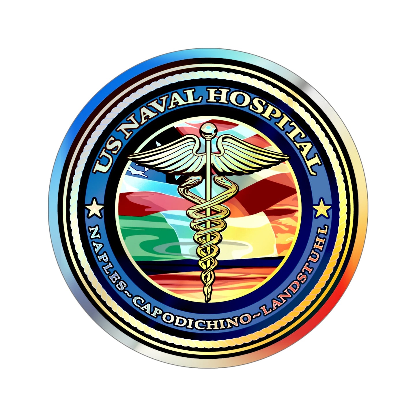 US Naval Hospital Naples Capodichino Landstul (U.S. Navy) Holographic STICKER Die-Cut Vinyl Decal-6 Inch-The Sticker Space