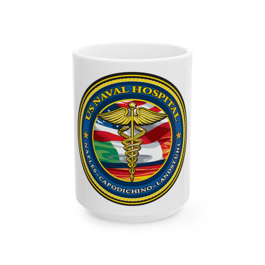 US Naval Hospital Naples Capodichino Landstul (U.S. Navy) White Coffee Mug-15oz-The Sticker Space
