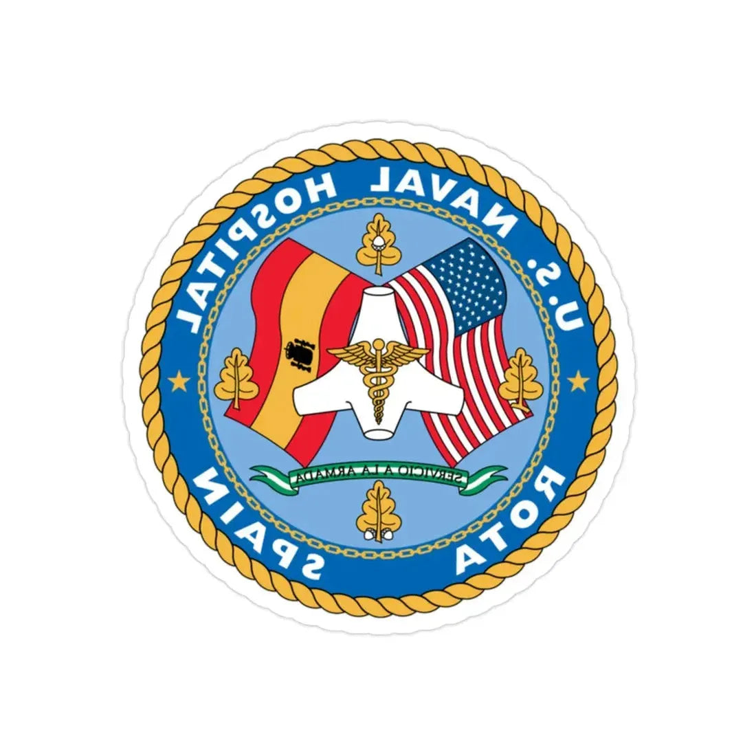 US Naval Hospital Rota Spain (U.S. Navy) REVERSE PRINT Transparent Die-Cut STICKER 2 Inch Die-Cut Transparent - The Sticker Space