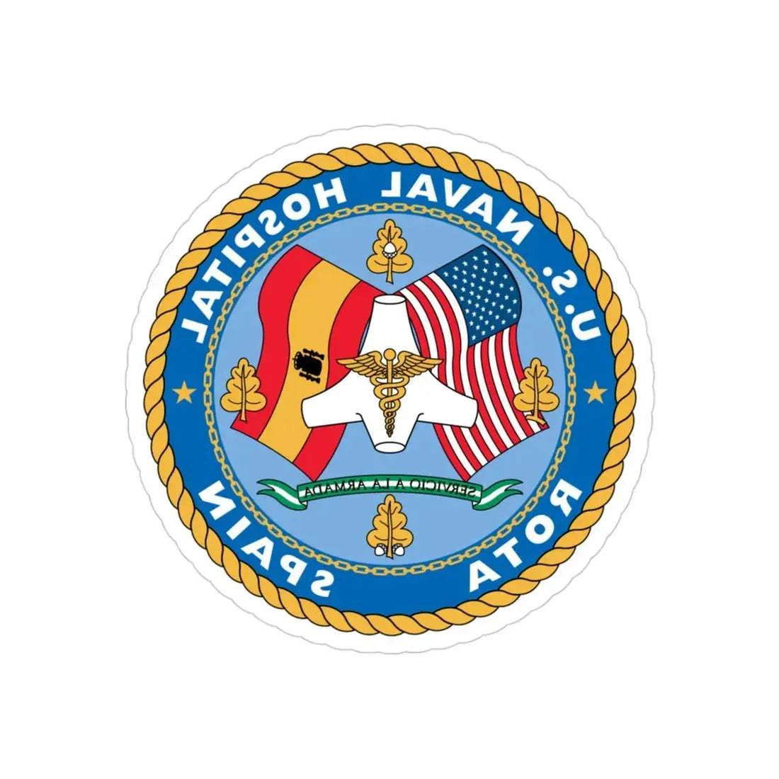 US Naval Hospital Rota Spain (U.S. Navy) REVERSE PRINT Transparent Die-Cut STICKER 3 Inch Die-Cut Transparent - The Sticker Space