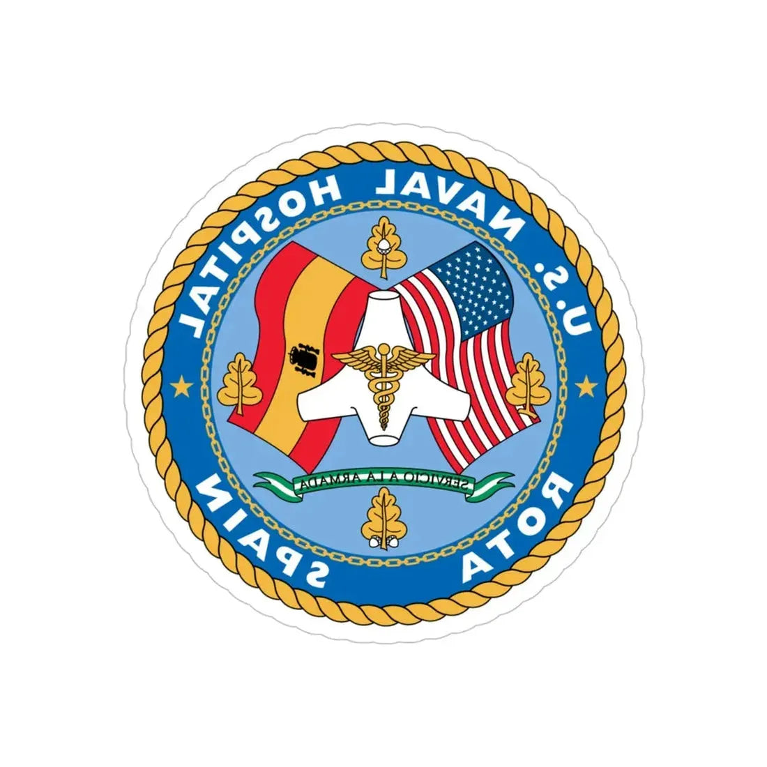 US Naval Hospital Rota Spain (U.S. Navy) REVERSE PRINT Transparent Die-Cut STICKER 4 Inch Die-Cut Transparent - The Sticker Space