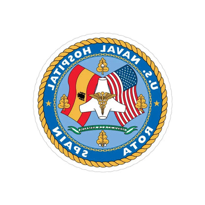 US Naval Hospital Rota Spain (U.S. Navy) REVERSE PRINT Transparent Die-Cut STICKER 5 Inch Die-Cut Transparent - The Sticker Space