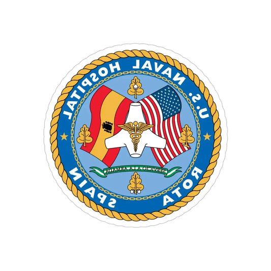 US Naval Hospital Rota Spain (U.S. Navy) REVERSE PRINT Transparent Die-Cut STICKER 6 Inch Die-Cut Transparent - The Sticker Space