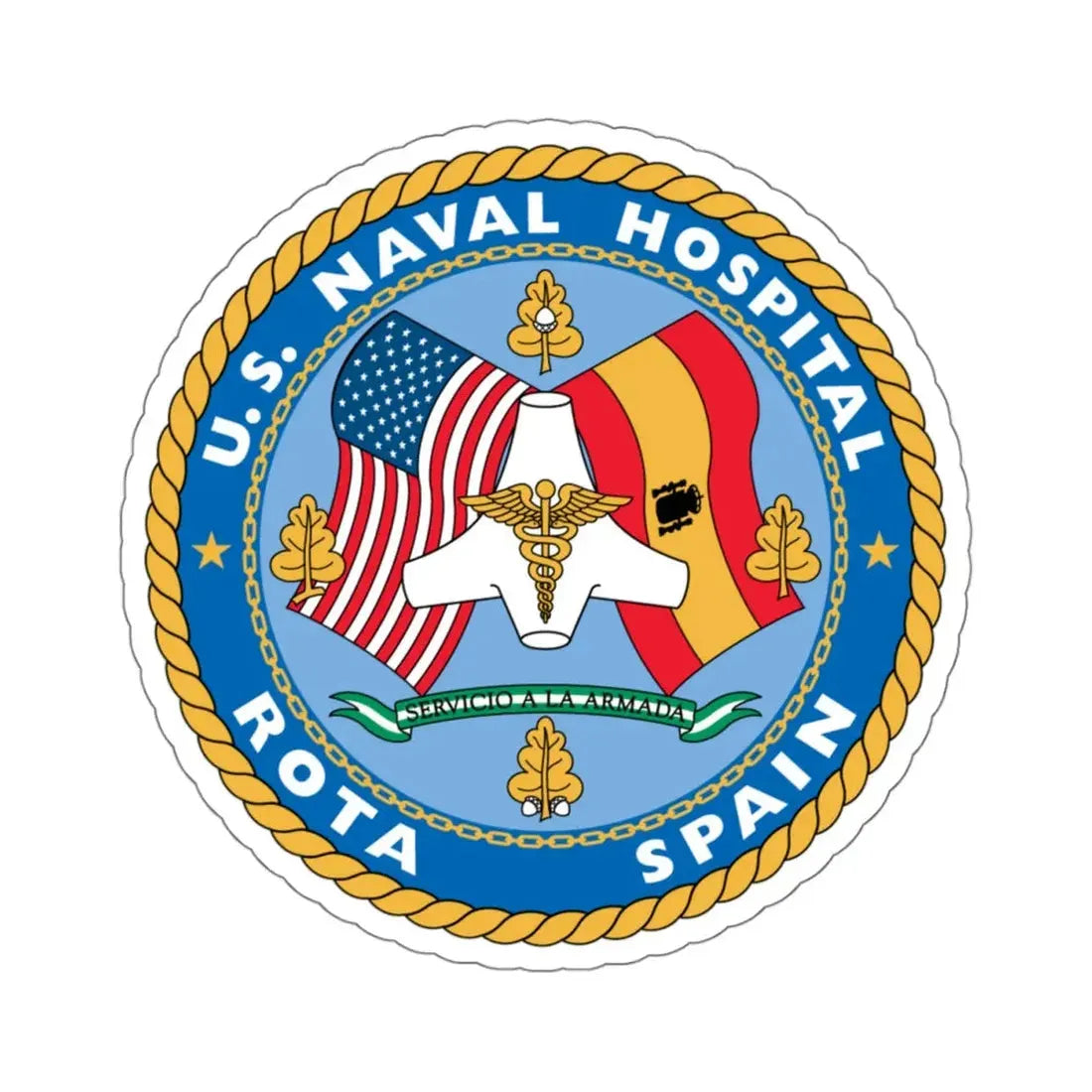 US Naval Hospital Rota Spain (U.S. Navy) STICKER Vinyl Kiss-Cut Decal 4 Inch White - The Sticker Space