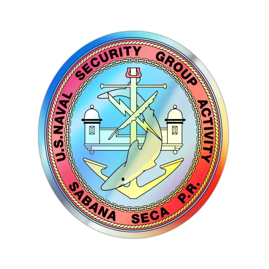 US Naval Security Group Activity Sabana Seca PR (U.S. Navy) Holographic STICKER Die-Cut Vinyl Decal 2 Inch Holographic - The Sticker Space