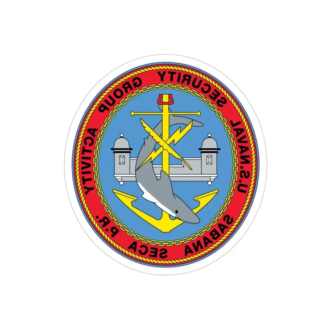 US Naval Security Group Activity Sabana Seca PR (U.S. Navy) REVERSE PRINT Transparent Die-Cut STICKER 3 Inch Die-Cut Transparent - The Sticker Space