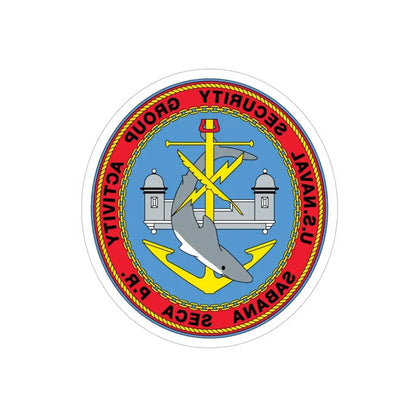 US Naval Security Group Activity Sabana Seca PR (U.S. Navy) REVERSE PRINT Transparent Die-Cut STICKER 4 Inch Die-Cut Transparent - The Sticker Space