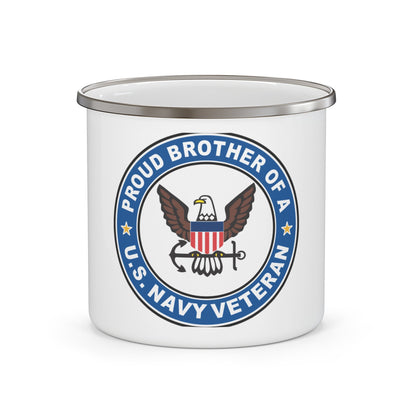 US Navy Veteran Proud Brother (U.S. Navy) Enamel Mug 12oz-12oz-The Sticker Space