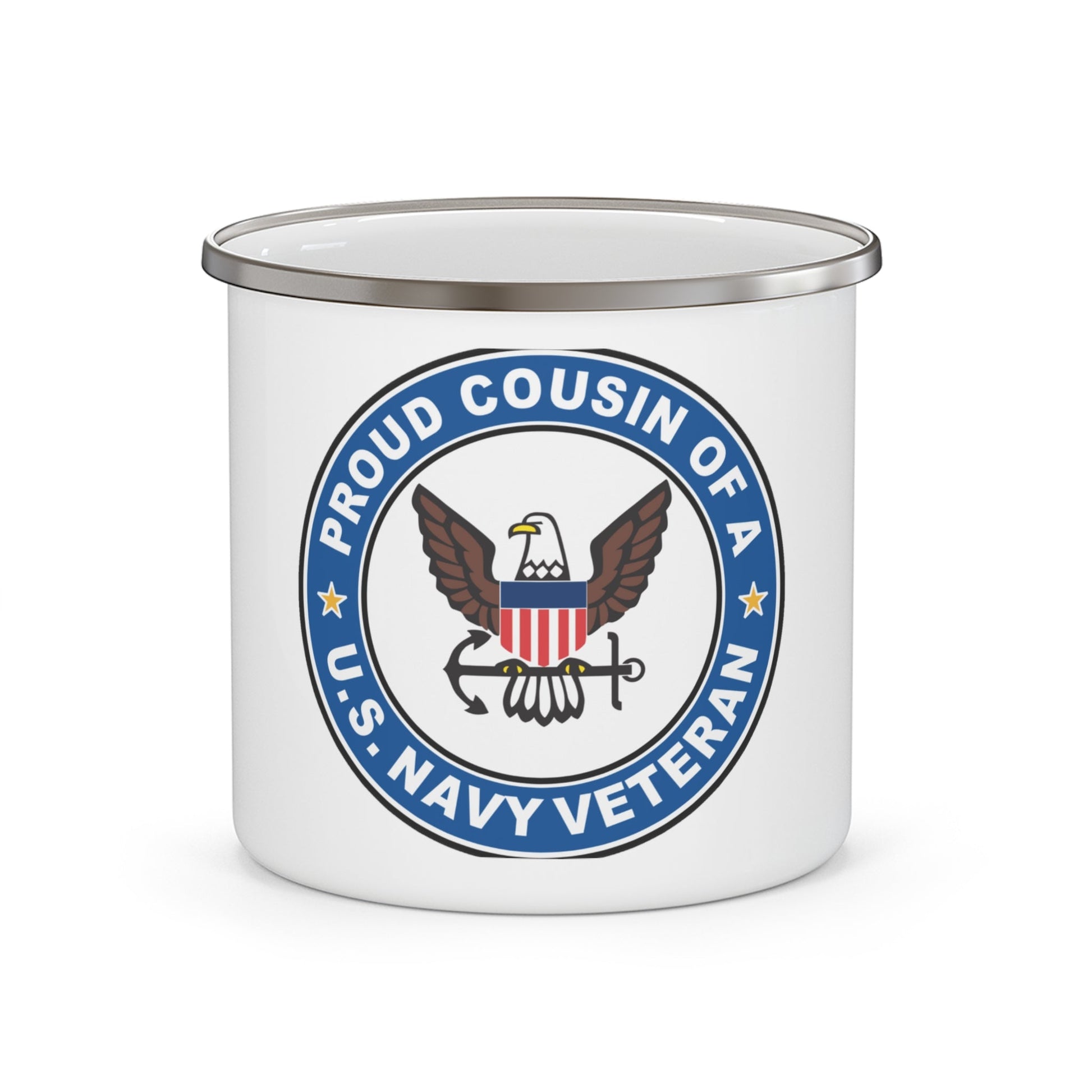 US Navy Veteran Proud Cousin (U.S. Navy) Enamel Mug 12oz-12oz-The Sticker Space