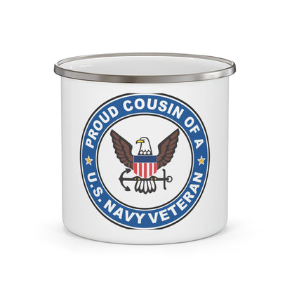 US Navy Veteran Proud Cousin (U.S. Navy) Enamel Mug 12oz-12oz-The Sticker Space