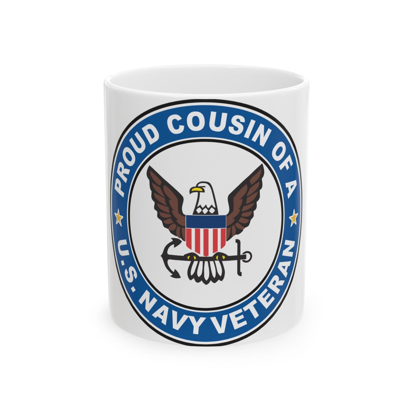 US Navy Veteran Proud Cousin (U.S. Navy) White Coffee Mug-11oz-The Sticker Space