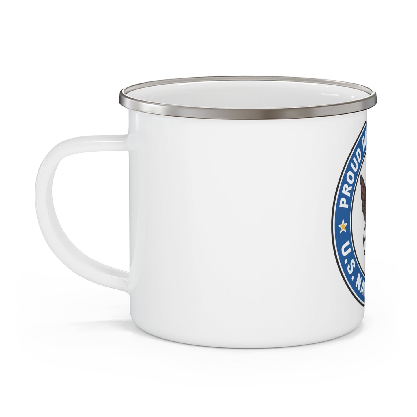 US Navy Veteran Proud Daughter (U.S. Navy) Enamel Mug 12oz-12oz-The Sticker Space