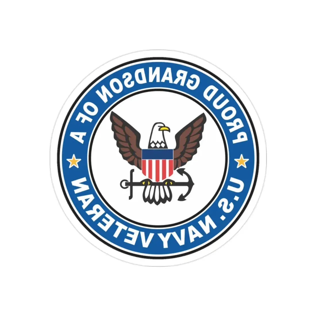 US Navy Veteran Proud Grandson (U.S. Navy) REVERSE PRINT Transparent Die-Cut STICKER 2 Inch Die-Cut Transparent - The Sticker Space