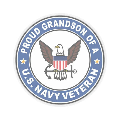 US Navy Veteran Proud Grandson (U.S. Navy) STICKER Vinyl Kiss-Cut Decal 4 Inch Transparent - The Sticker Space