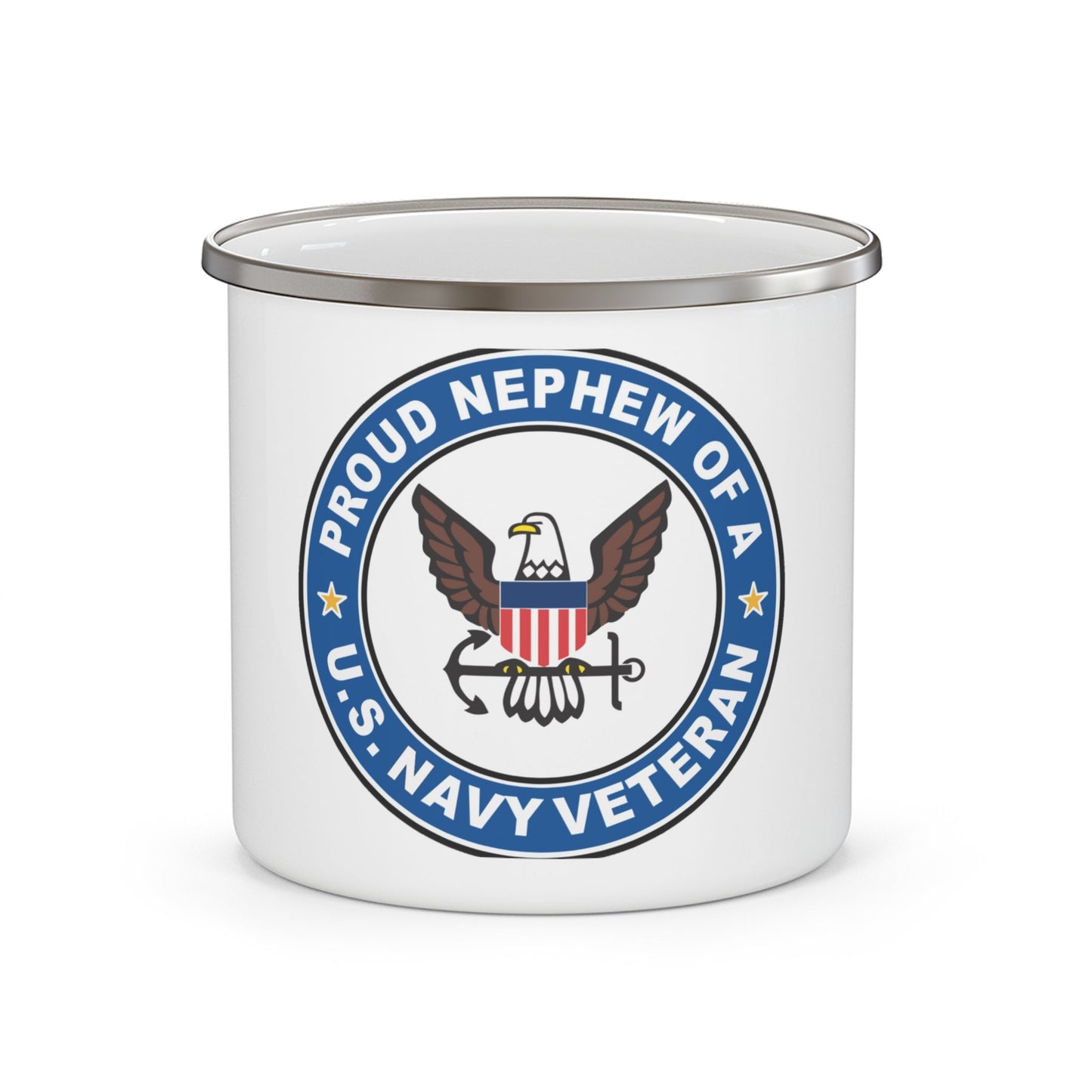 US Navy Veteran Proud Nephew (U.S. Navy) Enamel Mug 12oz-12oz-The Sticker Space