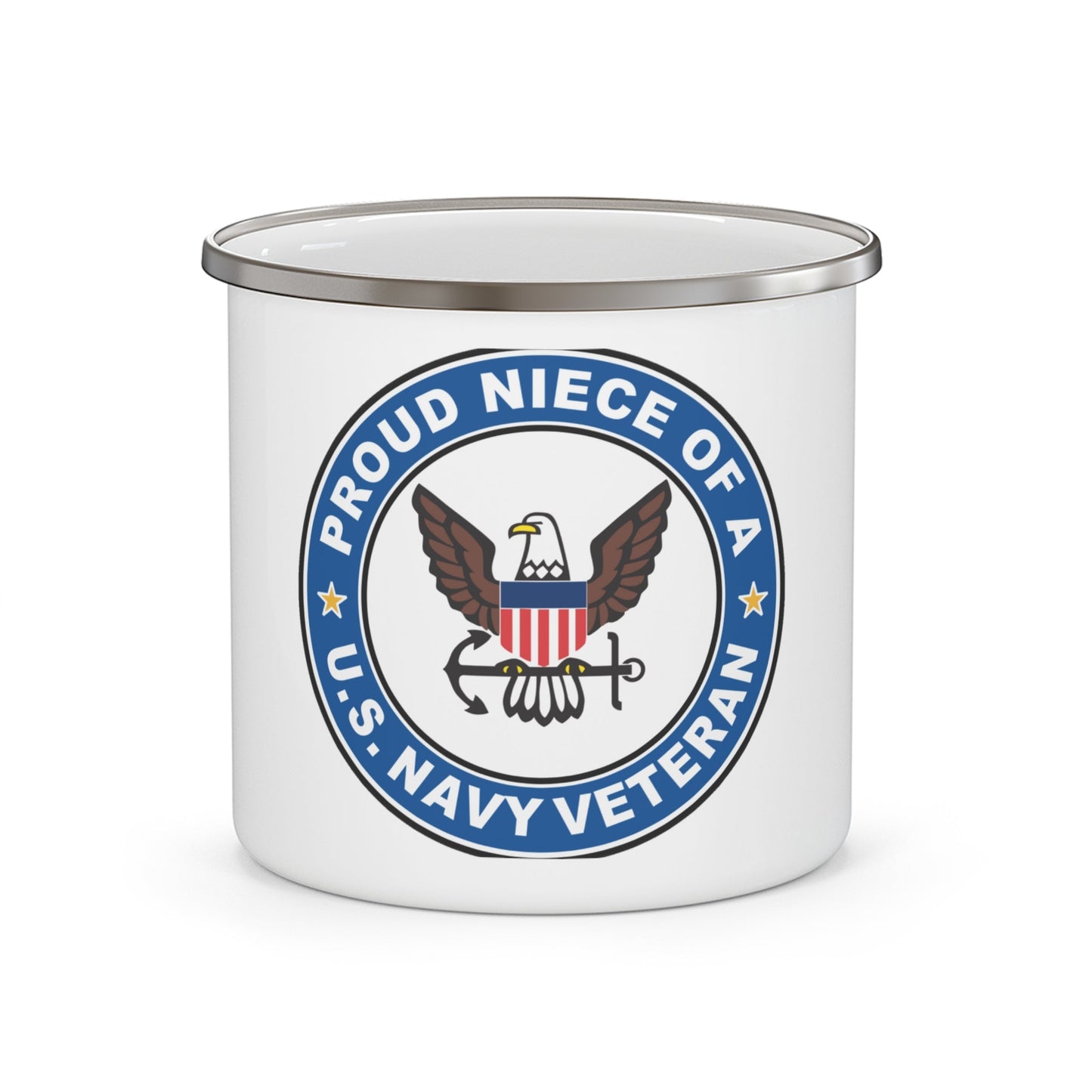 US Navy Veteran Proud Niece (U.S. Navy) Enamel Mug 12oz-12oz-The Sticker Space