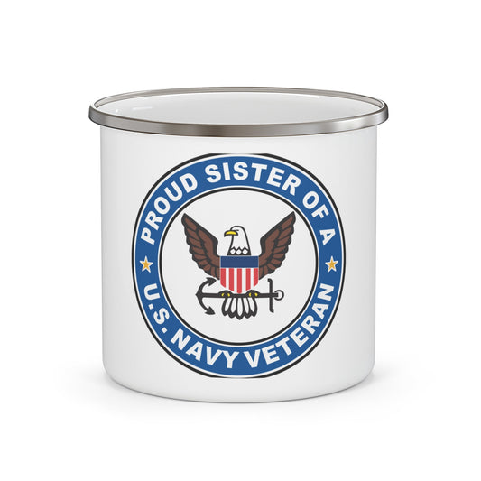 US Navy Veteran Proud Sister (U.S. Navy) Enamel Mug 12oz-12oz-The Sticker Space