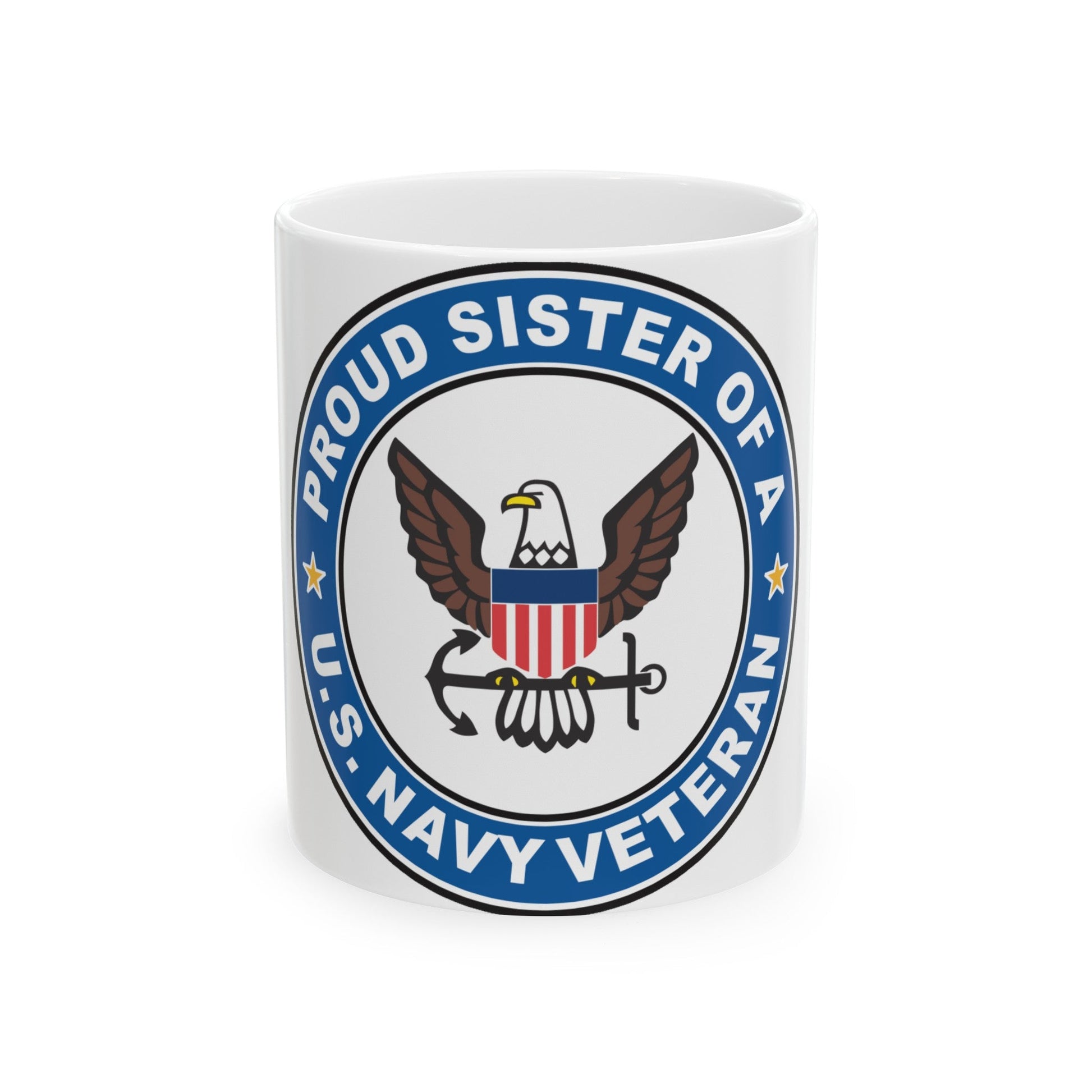 US Navy Veteran Proud Sister (U.S. Navy) White Coffee Mug-11oz-The Sticker Space