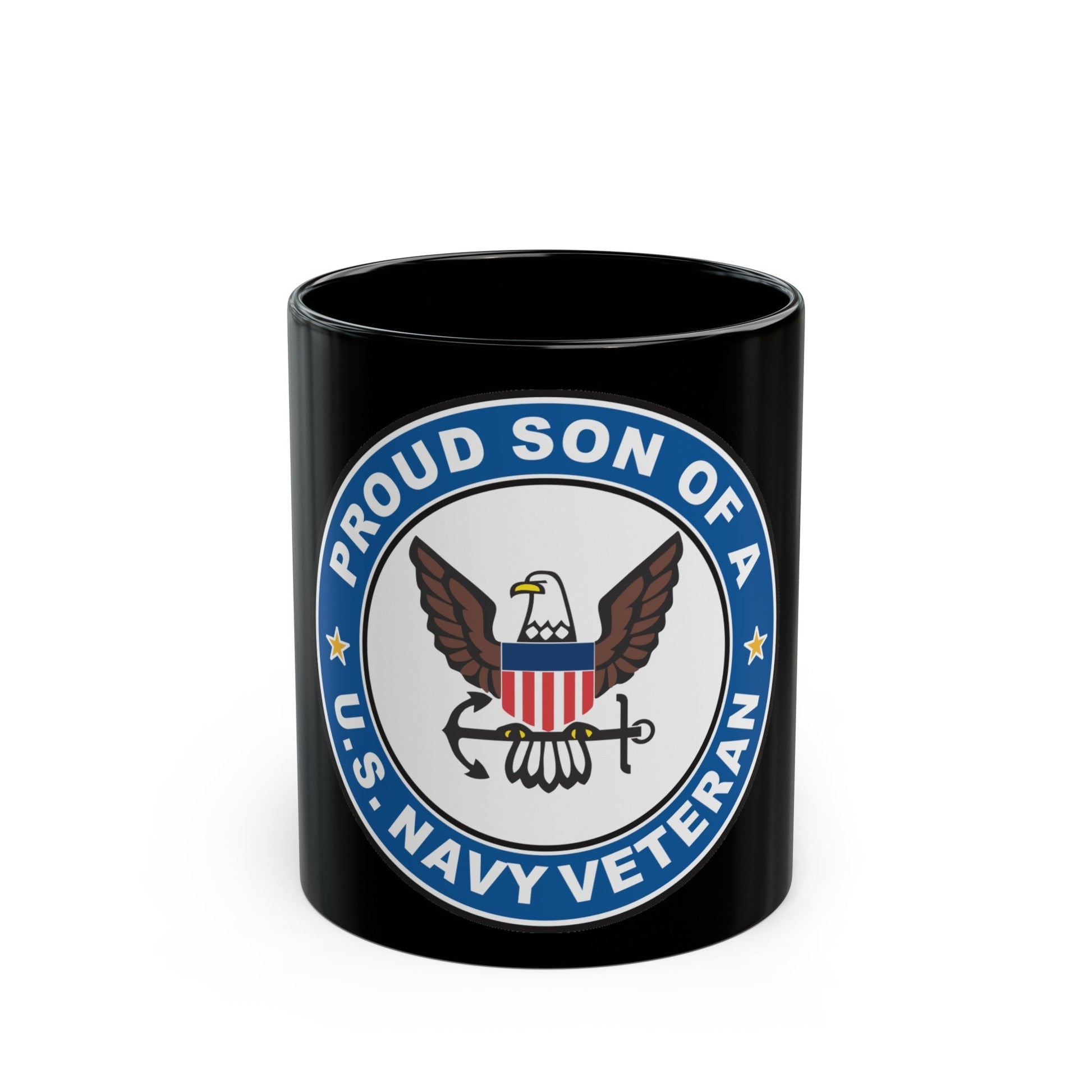 US Navy Veteran Proud Son (U.S. Navy) Black Coffee Mug-11oz-The Sticker Space