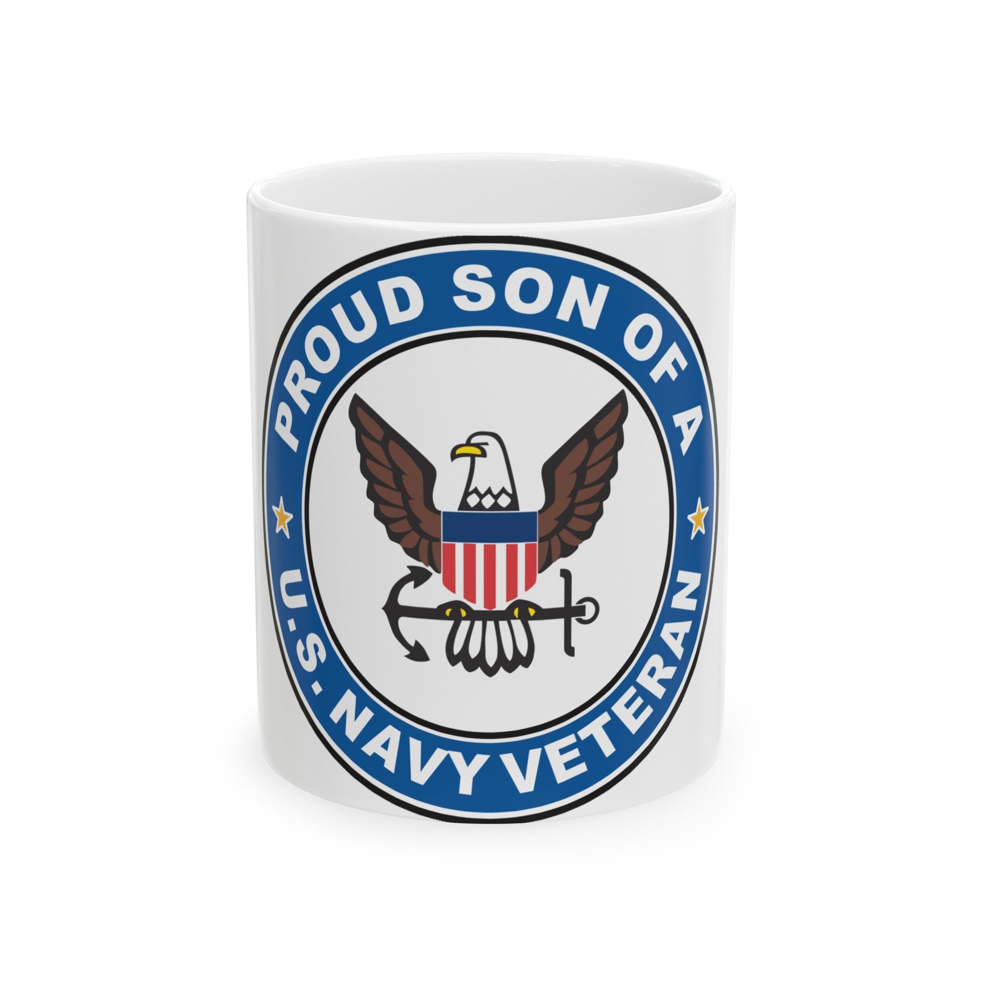 US Navy Veteran Proud Son (U.S. Navy) White Coffee Mug-11oz-The Sticker Space