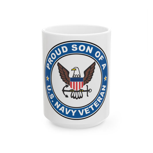 US Navy Veteran Proud Son (U.S. Navy) White Coffee Mug-15oz-The Sticker Space