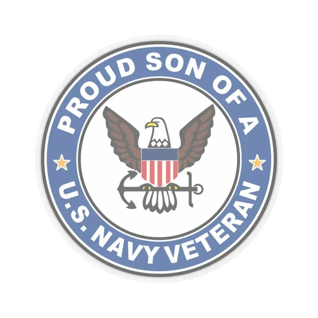 US Navy Veteran Proud Son (U.S. Navy) STICKER Vinyl Kiss-Cut Decal 4 Inch Transparent - The Sticker Space