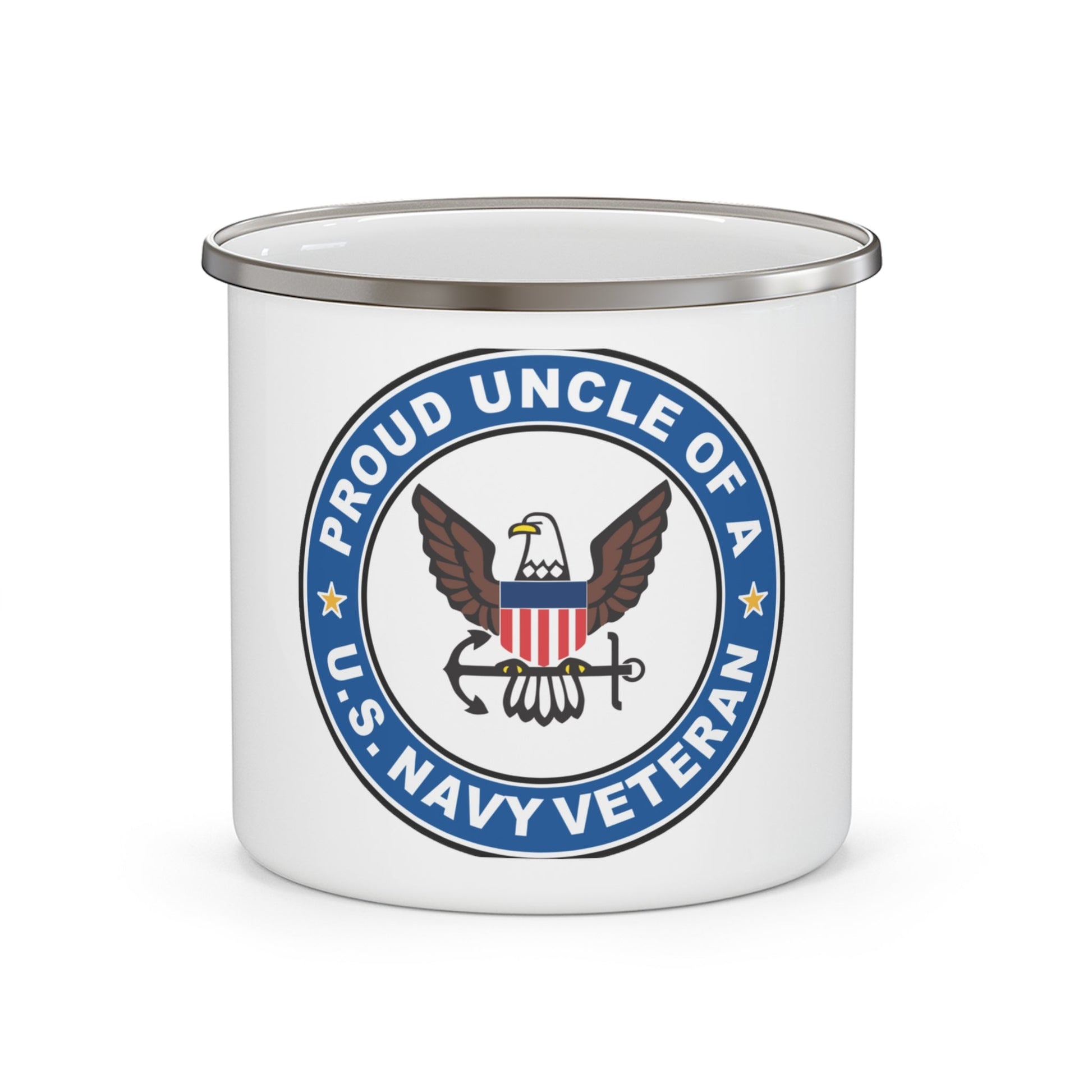 US Navy Veteran Proud Uncle (U.S. Navy) Enamel Mug 12oz-12oz-The Sticker Space