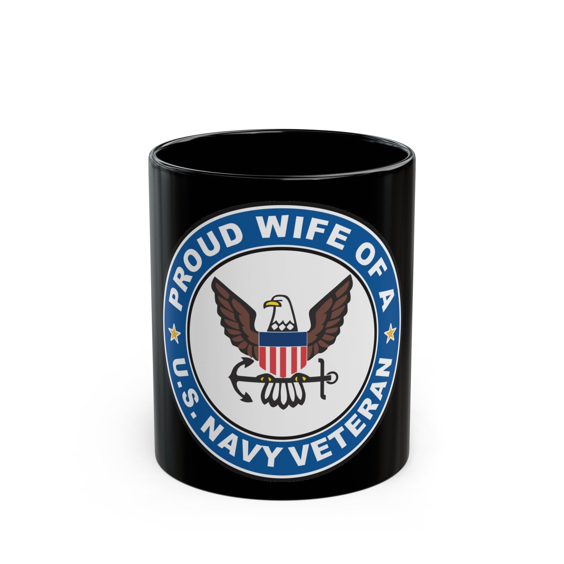 US Navy Veteran Proud Wife (U.S. Navy) Black Coffee Mug-11oz-The Sticker Space