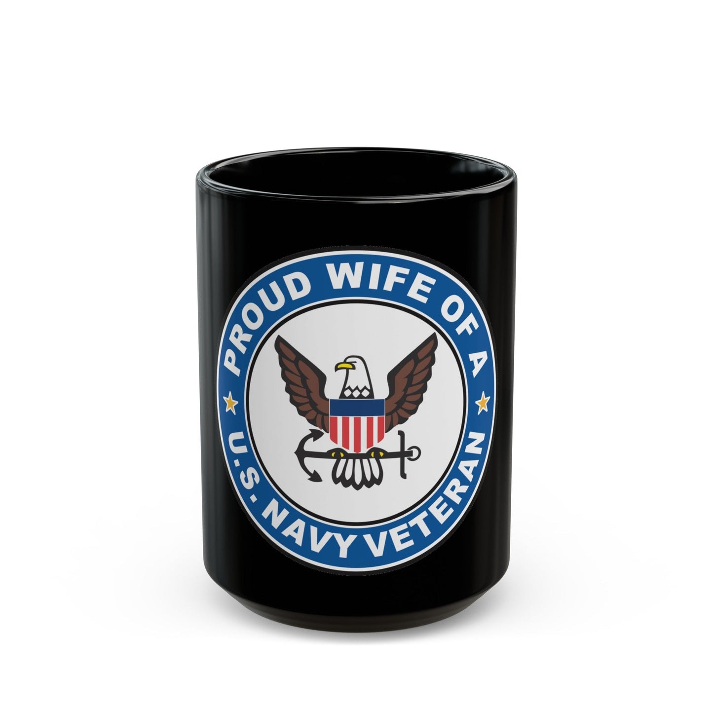 US Navy Veteran Proud Wife (U.S. Navy) Black Coffee Mug-15oz-The Sticker Space