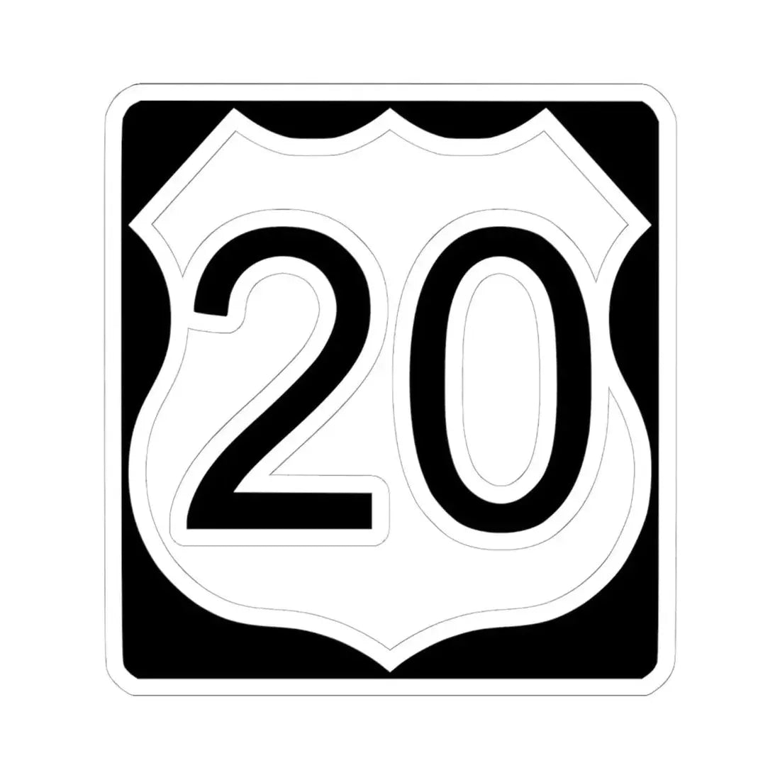 US Route 20 in Illinois Road Sign (Illinois) (Road Sign) STICKER Vinyl Kiss-Cut Decal 6 Inch White - The Sticker Space