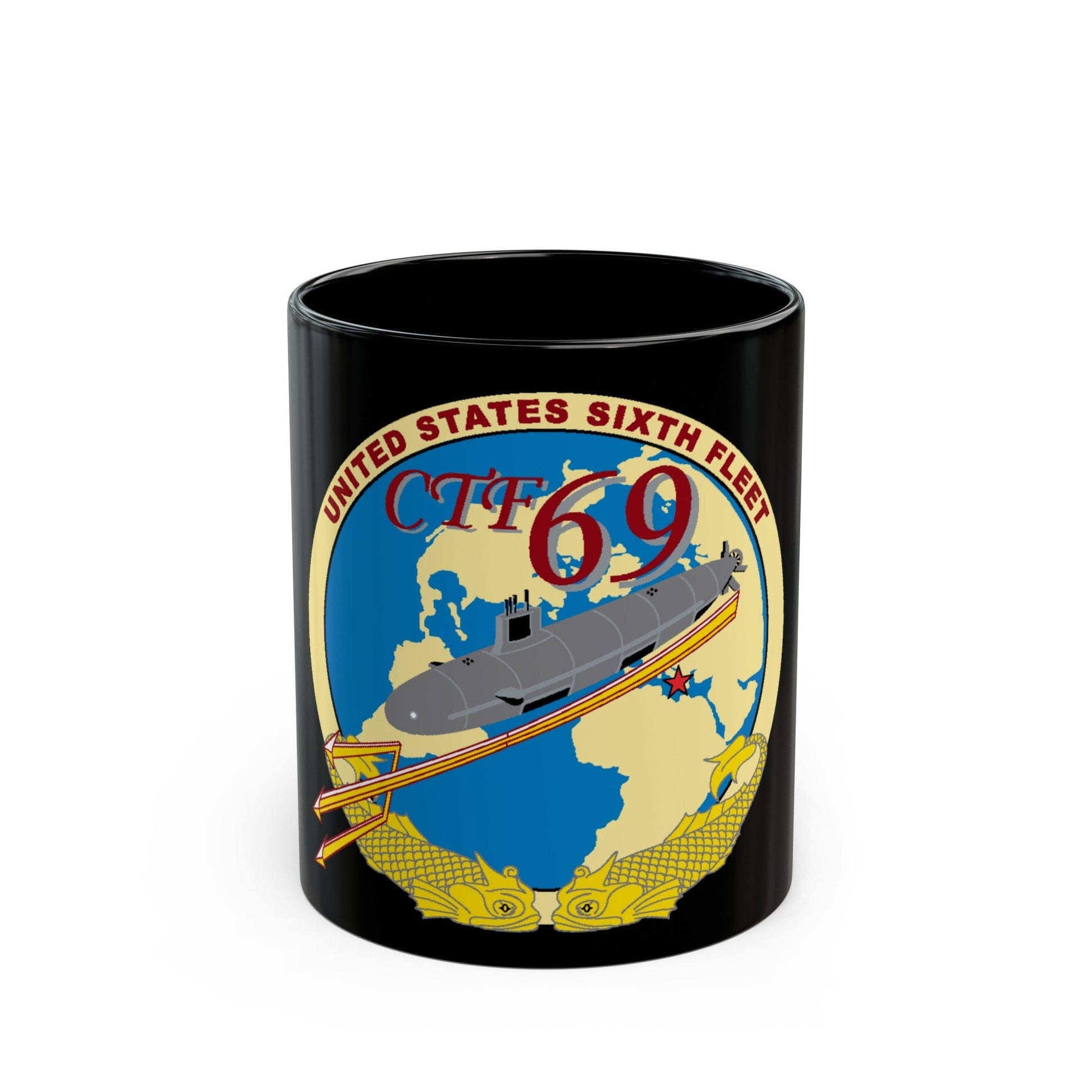 US Sixth Fleet CTF 69 (U.S. Navy) Black Coffee Mug-11oz-The Sticker Space