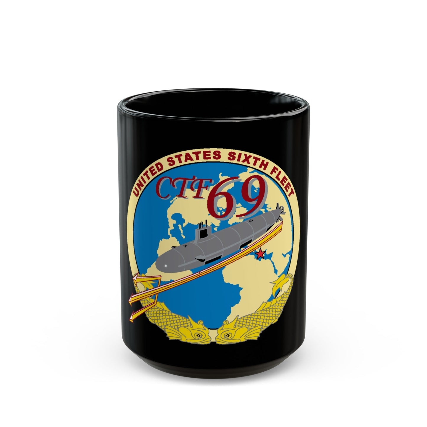 US Sixth Fleet CTF 69 (U.S. Navy) Black Coffee Mug-15oz-The Sticker Space