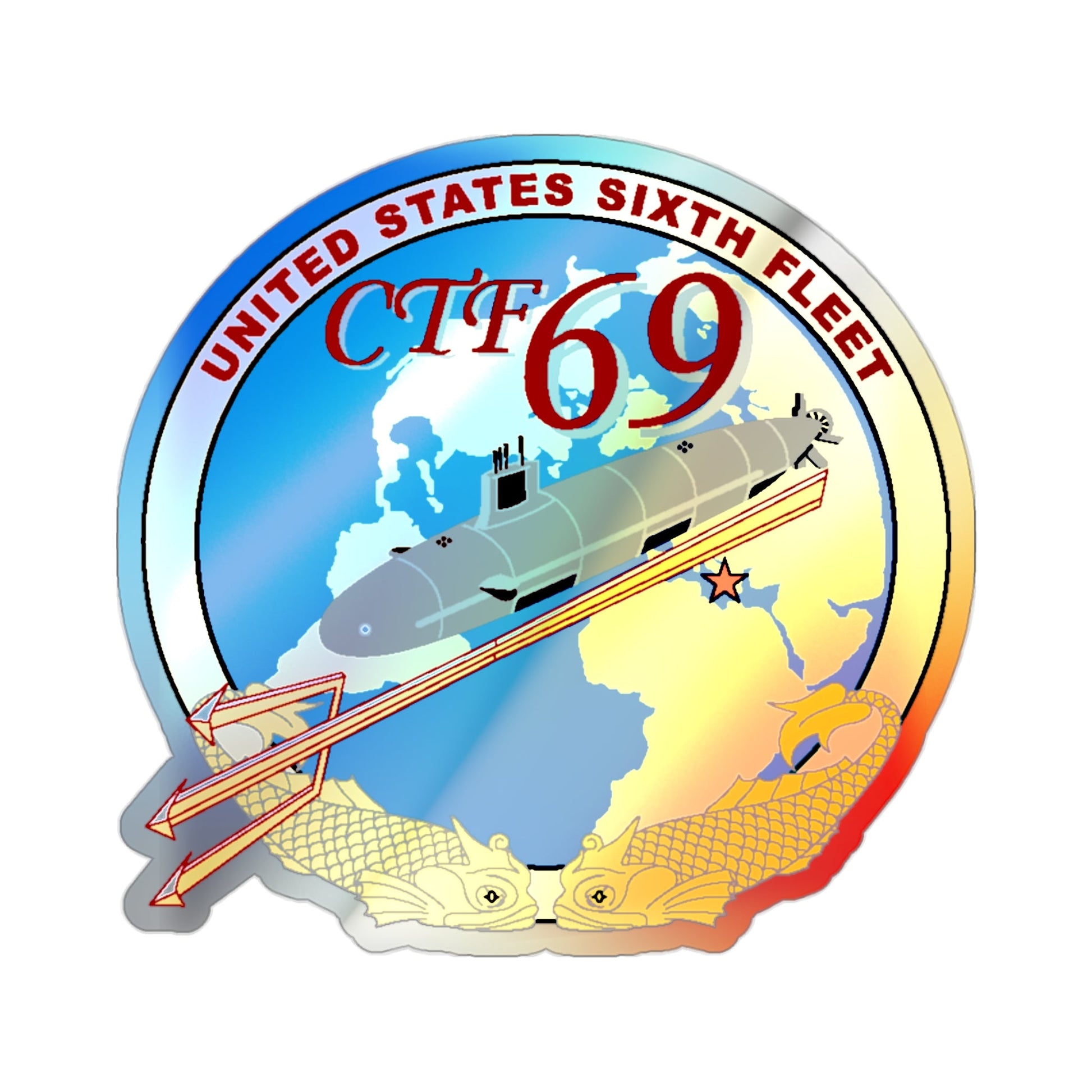 US Sixth Fleet CTF 69 (U.S. Navy) Holographic STICKER Die-Cut Vinyl Decal-2 Inch-The Sticker Space