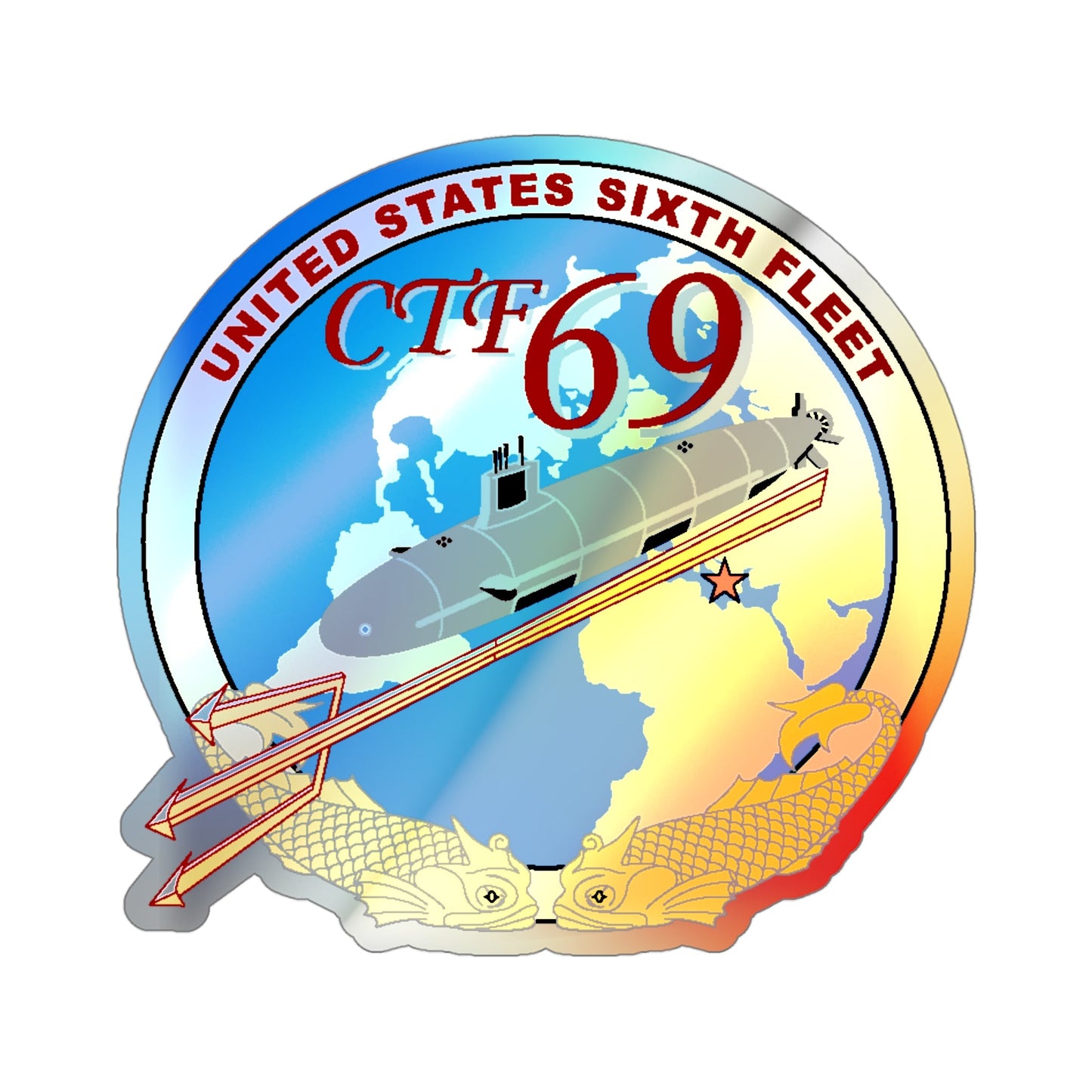 US Sixth Fleet CTF 69 (U.S. Navy) Holographic STICKER Die-Cut Vinyl Decal-4 Inch-The Sticker Space